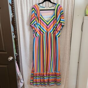 Haptics Colorful Striped Midi Dress
